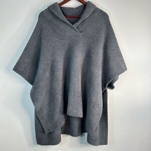 Barefoot Dreams CozyChic Shawl Collar Poncho Sweater Womens One Size Gray